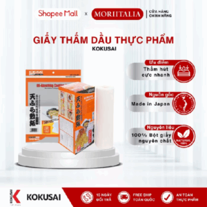 Giấy Thấm Dầu Thực Phẩm KOKUSAI, 240mm x 240mm (Cuộn 50 tờ), Thấm hút dầu mỡ cực nhanh, Made in Japan