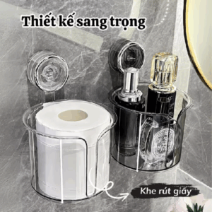 Hộp Đựng Giấy Vệ Sinh Trong Suốt Hút Chân không có khe rút giấy, Hộp đựng khăn giấy phòng tắm .