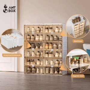 Hộp Đựng Giày Trong Suốt ANTBOX 4 - 40 Đôibảo Hành 3 Năm Tủ Đựng Giày Cao Cấp Có Thể Gập Lại .