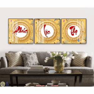 Tranh Laminate Tráng Gương - Tranh Treo Tường Chữ Thư Pháp Phúc Lộc Thọ TƯỜNG VIP .